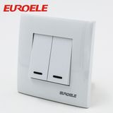 EU Standard PC White Two Gang One Way Wall Switch