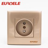 EU Type 86*86mm 250V Champagne Gold Wall Switch Socket