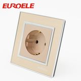 High Quality Gold Color 86*86mm 250V Single Switched Socket