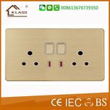 Double 15A 250V British Switched Socket