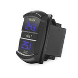 LED Digital Panel Double Voltmeter, Rocker Switch Style Voltage Monitor Blue for Car Pickup RV Truck Dual Battery Pack