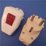 European ABS Copper Socket Adapter Adaptor Plug with Light (RJ-3129)