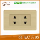 Golden Color Us 2gang 2pin Electric Wall Socket