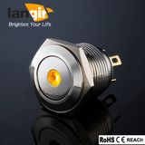 Ls16 Waterproof Flat Nickel Plated Brass DOT Momentary Push Button Switch with Yellow LED (Ls16-F-M1-N-D-Y)