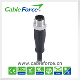 M12 3pins Male Shielded Straight Waterproof Connector with Molded Cable Plug
