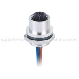 M12 5pin Female Panel Mount AC Power Connector for Factory Automation with Wires
