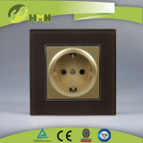 TUV, CE certified EU standard BROWN tempering glass schuko socket
