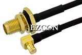 SMA Female Bulkhead to MCX Male Right Angle RF Coaxial Test Cable Assembly