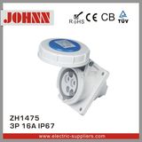 IP67 3p 16A Slopping Panel Mounted Socket for Industrial