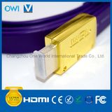 Flat HDMI 19 Pin Plug-Plug Cable for 4K & HDTV with Gold Plug