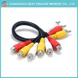 Gold Plant Black Colar 3RCA Audio Video Cable