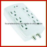 6 Outlets Surge Protected Current Tap with Coaxial Protection