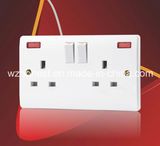 2 Gang 13 AMP Switched Socket, Single Pole with Neon