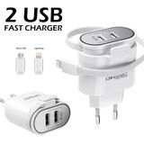 3.4A Double USB Fast Phone Charger with 24 Cm Micro USB Cable
