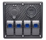 Rocker Switch Panel with Dual USB Charger Socket & 12V Power Outlet for Car Marine Boat RV Camper Trailer