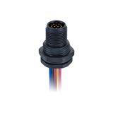 M12 12pin 1.5A/30V Waterproof Connector Male Panel Front Mounting Circular Connector with Plastic Screw