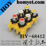 Six Holes RCA Jack with Silvering in Yellow (HY-68412)