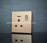 Square Button Leather Panel 13A Switched Socket