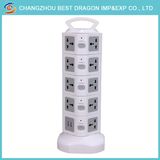 5 Layers Vertical Multiple Electrical Plug 250V Power Tower Socket