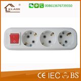 3 Way Electrical Plug Type Germany Electrical Socket with Switch