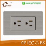 Easy to Install Brushed Stainless Steel Double 3 Pole Socket