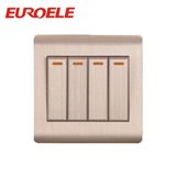 British Standard Aluminum Gold Color 4 Gang Wall Switch