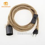 Ce VDE Certified Vintage Hemp Rope Cable with Switch and Plug Cord Set Lamp