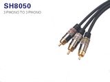 High Quality Metal Shell 3 RCA Phono Plug Cable
