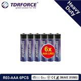 1.5V China Factory Zinc Carbon Battery Wholesale Price (R03-AAA 6PCS)