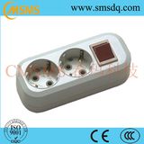 European Style 2 Way Switch Extension Power Cord Socket