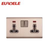 2 Gang 13A Aluminum Plate Switched Socket with Light
