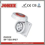 IP67 4p 16A Straight Panel Mounted Socket for Industrial