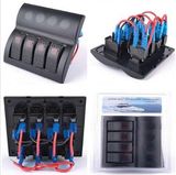 Waterproof Marine Boat Rocker Switch Panel 4 Gang LED Light