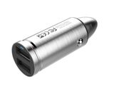 Stainless Steel Bullet Style 4.8A Dual USB Fast Car Charger