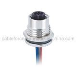 M12 5 Pin Female Straight Panel Mount Connector for Sensor and Auto with Wire