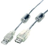 Transparent USB 2.0 Male to Female Extension Cable with Ferrite