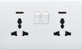 British Standard White Double 13A Switched Socket Outlet with Neon