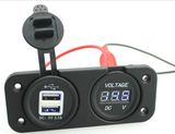 12-24V 5V 3.1A Car Dual USB Power Charger Port and Blue Lighter LED Voltmeter Socket for Motorbike Motorcycle Car RV Boat