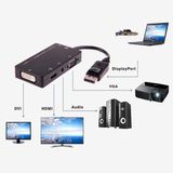 3 in 1 Dp to HDMI VGA DVI Converter Cable Transit Dp to HDMI VGA DVI Plug Adapter Displayport to VGA/Aduio/HDMI/DVI Tieline