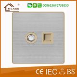 IP20 High Quality Hotel Satellite and Tel Wall Socket