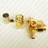 Golden Right Angle SMA Male Plug Crimp Connector for Rg58 LMR195 Rg400 Rg142 3D-Fb Cable