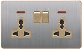 British Standard Stainless Double 13A Multi-Functional Switched Socket with Neon