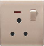 British Standard Golden 15A Round-Pinned Switched Socket Outlet with Neon