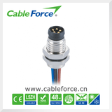 M8 5pin B-Code Male Panel Mount Connector Front Fastened Circular Connector for Sensor with Wires