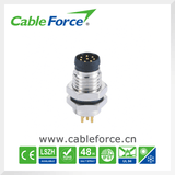 8pin M8 Male PCB Connector Front Fastened Panel Mount Connector with PCB Contacts