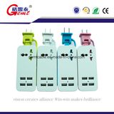 Portable Universal Electrical Travel Outlet Surge Protector Adapter 4USB with Child Protection