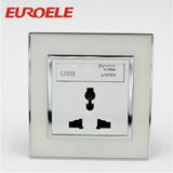 Copper Inside 86*86mm 250V/13A Wall Socket with USB Port