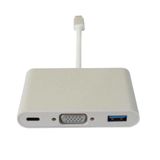 3 in 1 USB 3.1 Type-C to VGA Multiport Convertor Adapter for MacBook Chromebook
