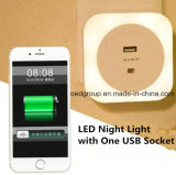 Square LED Night Light with One USB Socket