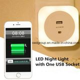 Square LED Night Light with One USB Socket